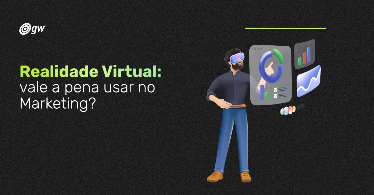 Ilustração mostrando um homem usando um óculos de realidade virtual